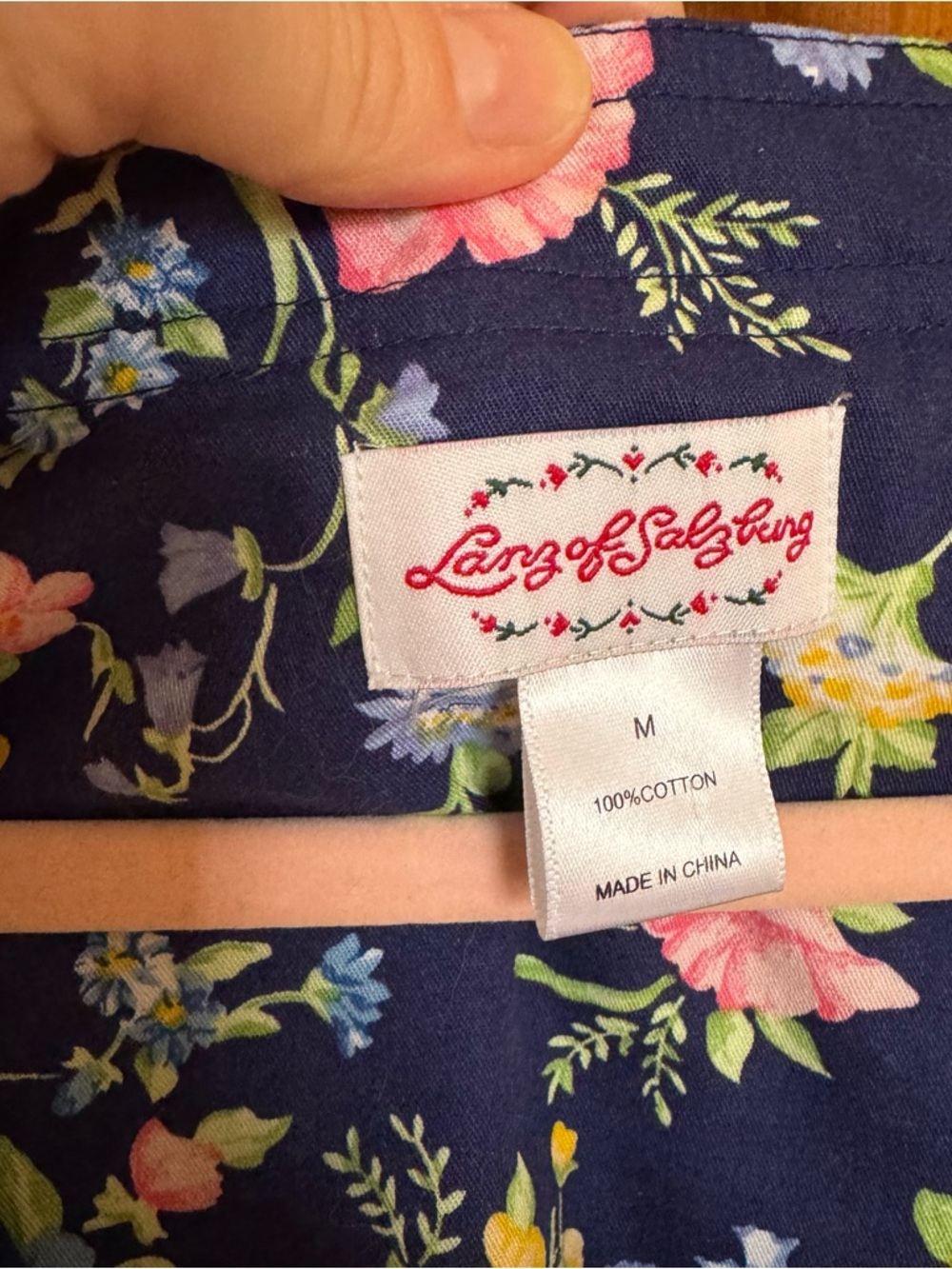Vintage Lanz of Salzburg blue floral cottagecore midi dress size M - Picture 2 of 4